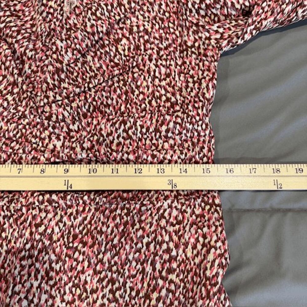 Universal Thread Pink Brown Print Elbow Puff Sleeve Ruched Mini Dress Size 6 - Picture 9 of 13